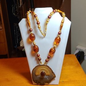 28 inch Large Geode Slice Necklace